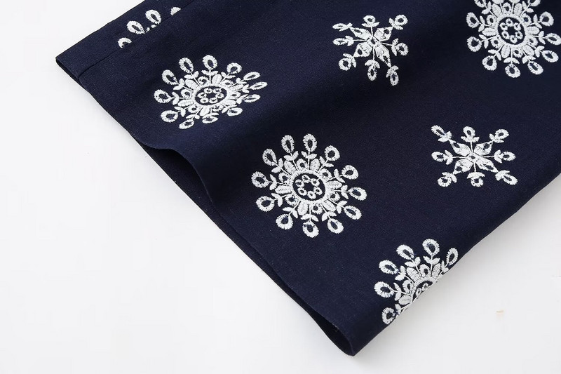 TRAF 2024 Široke hlače s vezom Ženske široke hlače visokog struka Ženske ljetne boho hlače za plažu Ženske ulične ženske hlače