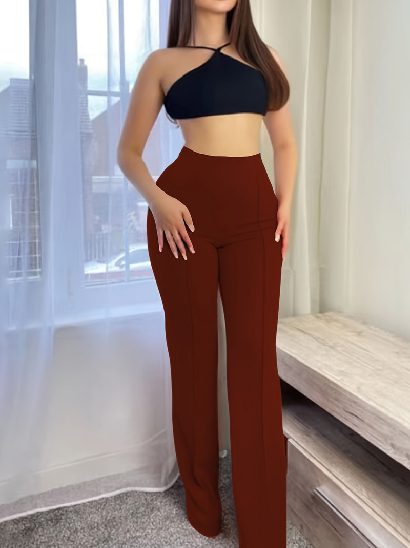 Kevadsuvised uued naiste pluss suuruses kõrge vöökohaga materjalist Briti stiilis moedisain sirged püksid