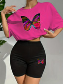 Ženski ležerni široki dvodijelni set kratkih rukava