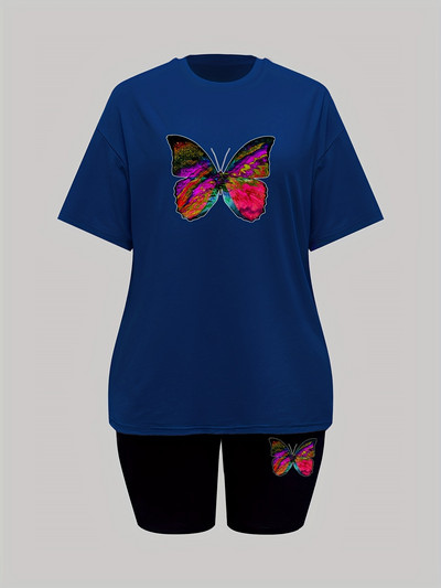 Ženski ležerni široki dvodijelni set kratkih rukava