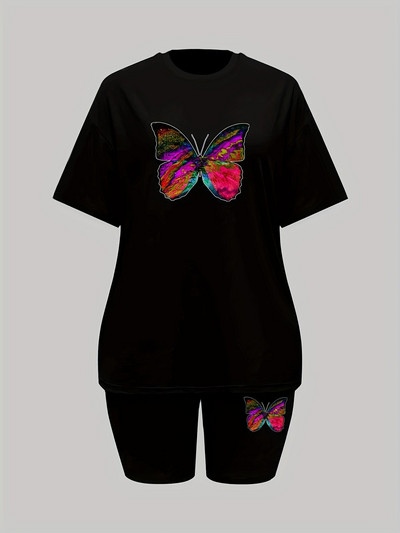 Ženski ležerni široki dvodijelni set kratkih rukava