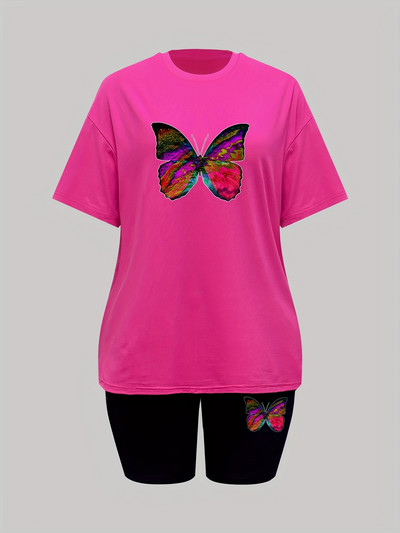 Ženski ležerni široki dvodijelni set kratkih rukava