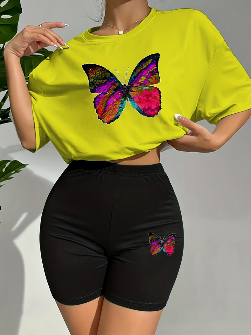 Ženski ležerni široki dvodijelni set kratkih rukava