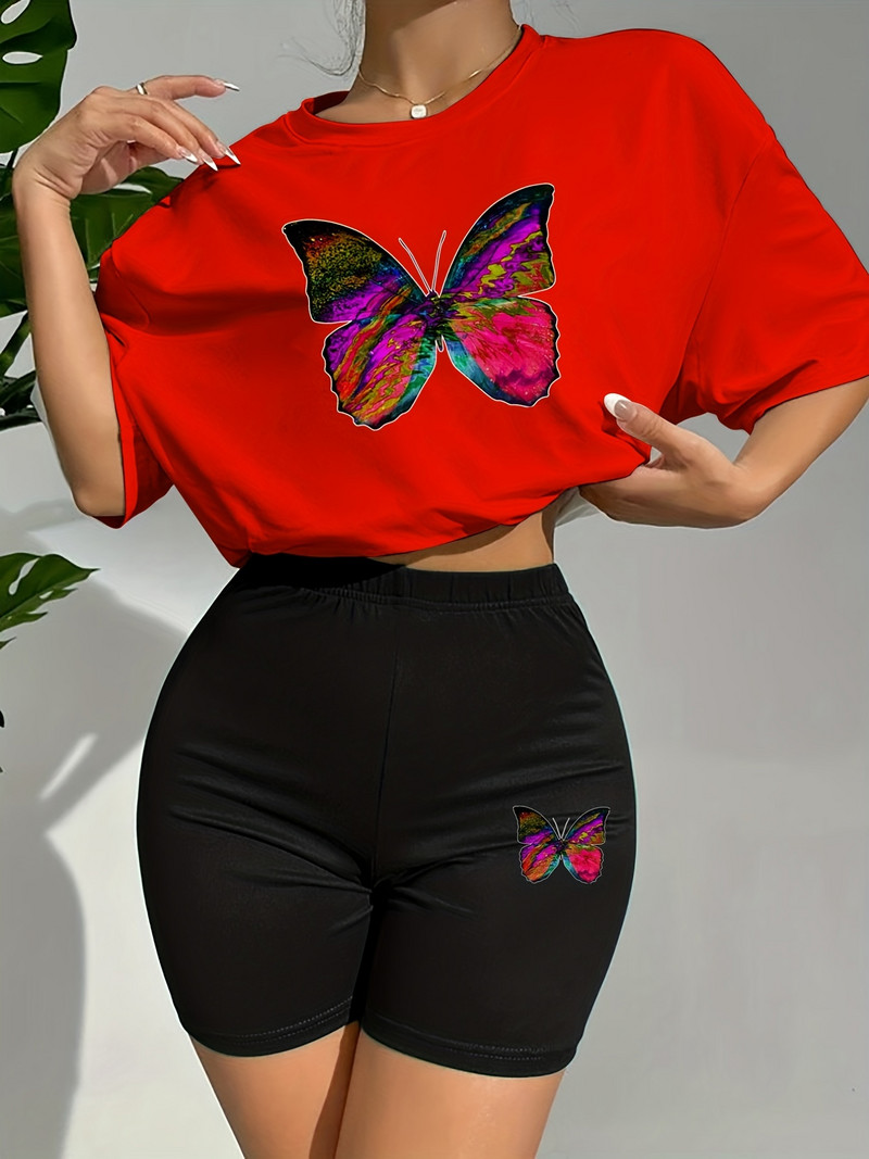 Ženski ležerni široki dvodijelni set kratkih rukava