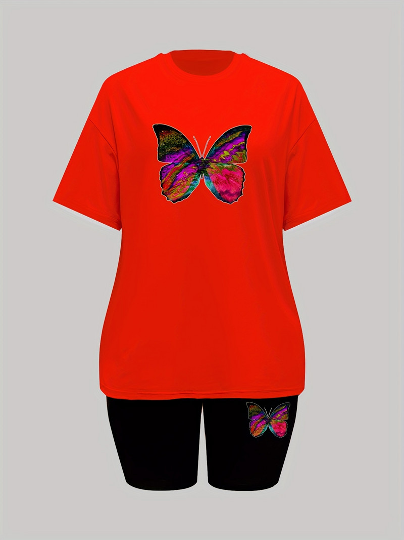 Ženski ležerni široki dvodijelni set kratkih rukava