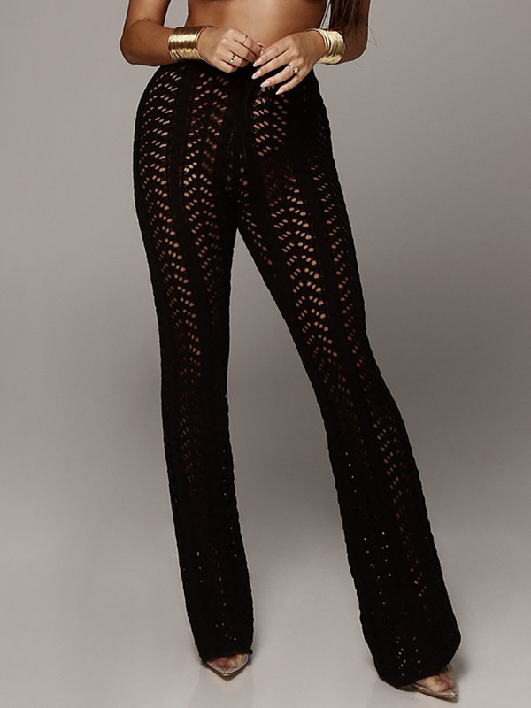 DEAT Fashion sieviešu bikses ar augstu vidukli, šaura aukliņu vienkrāsains trikotāžas dobas bikses, pavasaris 2024 jauns 17A2466