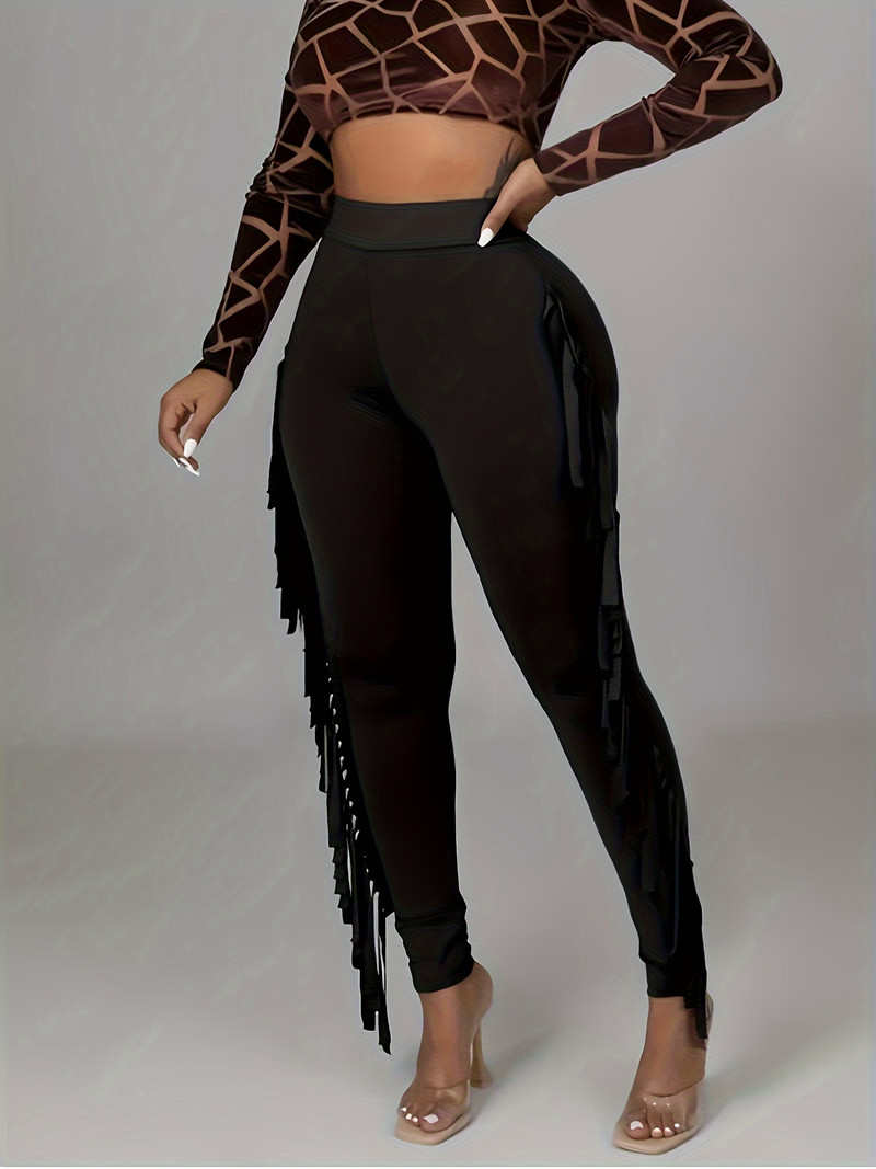 Μαύρο κανονικό κανονικό ψηλόμεσο μολύβι παντελόνι