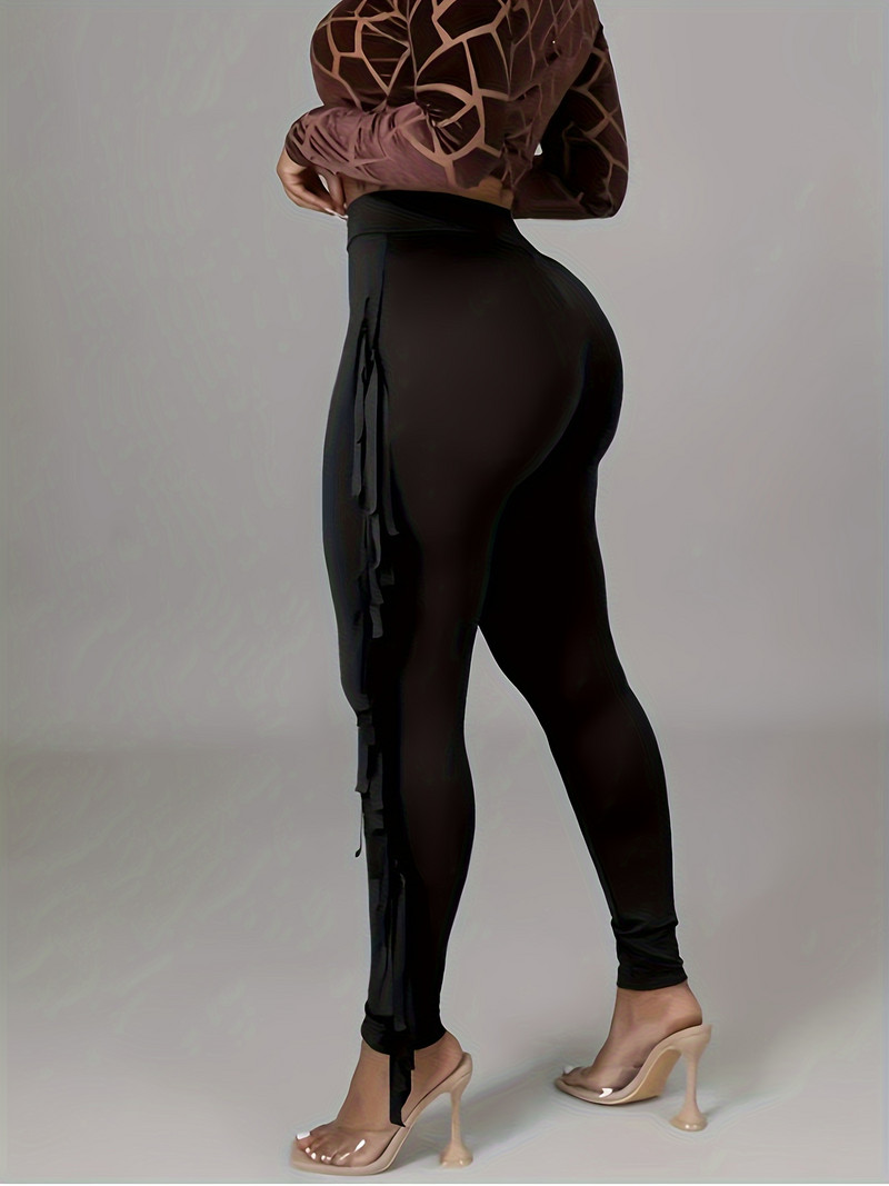 Μαύρο κανονικό κανονικό ψηλόμεσο μολύβι παντελόνι