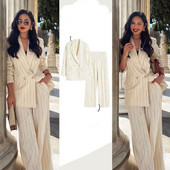 Naiste ülikonna bleiseri komplekt Uus moodne triibuline kontori naiste bleiseri vesti pükste komplektid naistele kevad-sügis elegantne 3-osaline komplekt