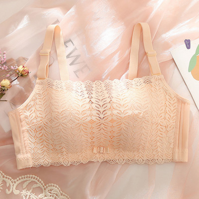 Seksikas hingav tüdrukute aluspesu, pehme ja terasest rõngata rinnahoidja, õhuke pits, väike rinnakorv Lihtne toru, ülaosa mähitud rinnakorv