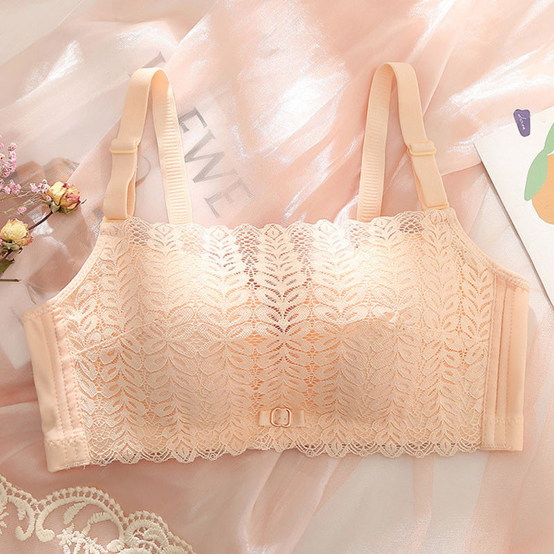 Seksikas hingav tüdrukute aluspesu, pehme ja terasest rõngata rinnahoidja, õhuke pits, väike rinnakorv Lihtne toru, ülaosa mähitud rinnakorv