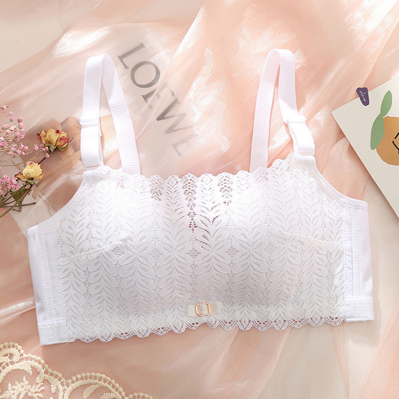 Seksikas hingav tüdrukute aluspesu, pehme ja terasest rõngata rinnahoidja, õhuke pits, väike rinnakorv Lihtne toru, ülaosa mähitud rinnakorv