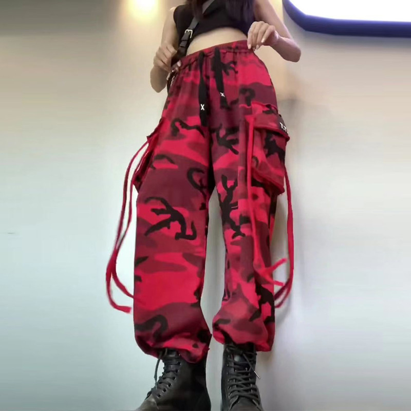 Γυναικεία casual streetwear Harajuku Y2K Camouflage Print Φαρδύ παντελόνι Cargo Γυναικείο Παντελόνι με φαρδύ πόδι με πολλές τσέπες Pantalon