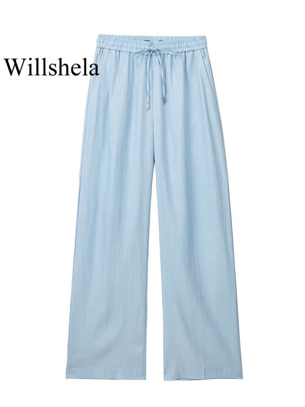 Willshela naiste mood, soliidsed pitsilised plisseeritud laiad säärepüksid vintage kõrge elastse vöökohaga naiste stiilsed naiste püksid