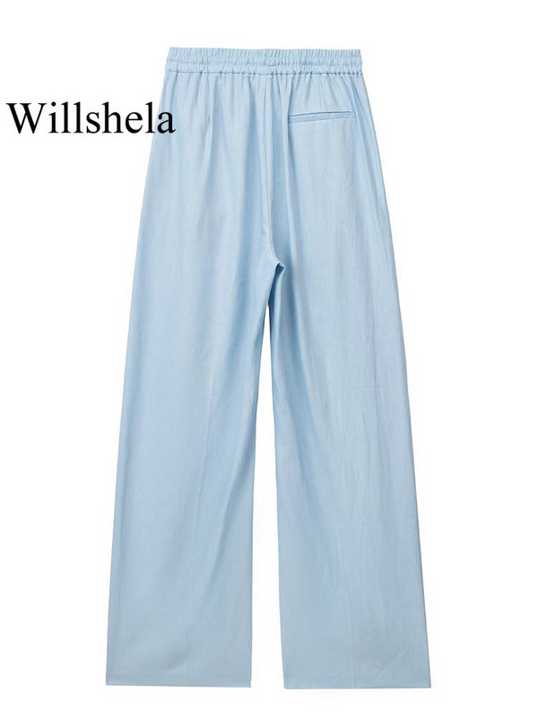 Willshela naiste mood, soliidsed pitsilised plisseeritud laiad säärepüksid vintage kõrge elastse vöökohaga naiste stiilsed naiste püksid