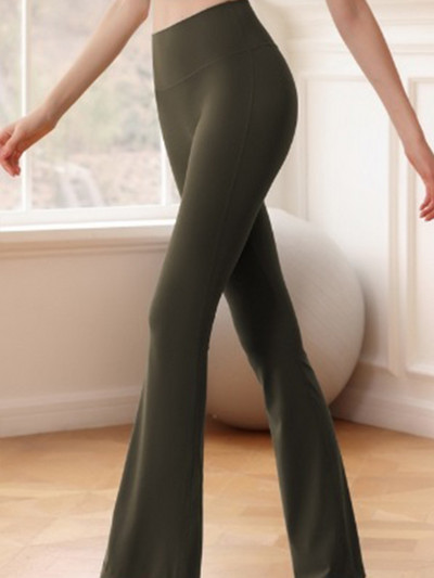 Mikro dāmu fitnesa bikses bez apkaunojošas līnijas cieši paceļamas gurnus ar augstu vidukli plānas elegantas platas sporta jogas bikses