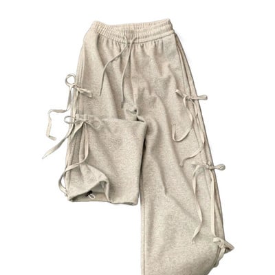 Retro laia säärega püksid, naine, vabaaja pitsiline, vibu kõrge vöökoht, vaba salong elastne vöökoht Y2k komplektid püksid