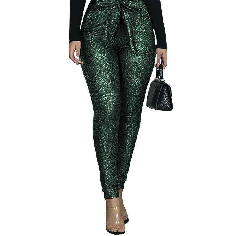 Nove ženske modne trendi svjetlucave zlatne hlače opuštenog visokog struka u južnokorejskom stilu + remen oko struka