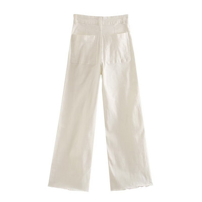 2024 Zarb, primăvară/vară, modă nouă pentru femei, în stil european și american, stil bleumarin, blugi drepte cu talie înaltă