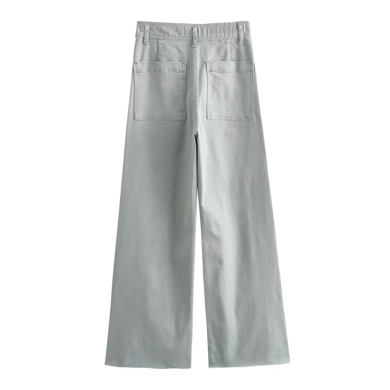 2024 Zarb, primăvară/vară, modă nouă pentru femei, în stil european și american, stil bleumarin, blugi drepte cu talie înaltă