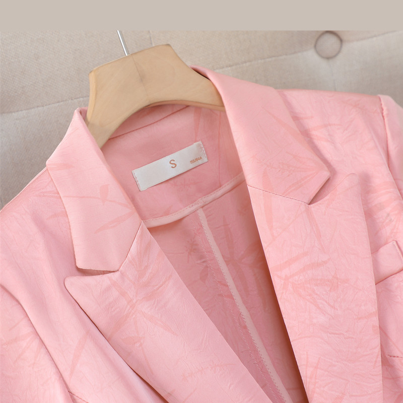 NAVIU Ljetni kompleti hlača za žene 2-dijelni sako do pola rukava i hlače širokih nogavica Odijelo Chic Elegantna poslovna poslovna odjeća Ružičasta