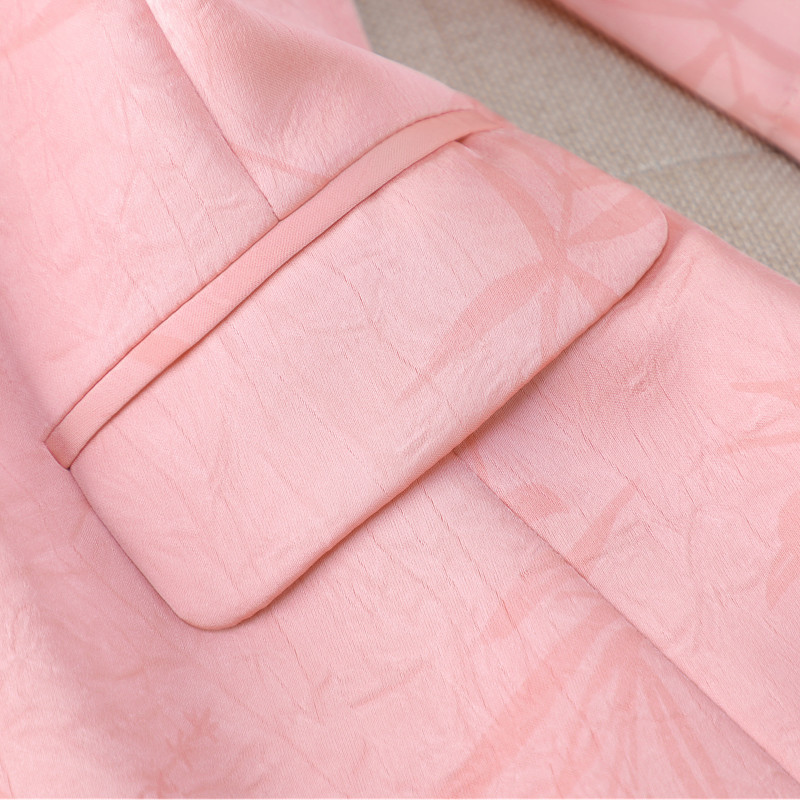 NAVIU Ljetni kompleti hlača za žene 2-dijelni sako do pola rukava i hlače širokih nogavica Odijelo Chic Elegantna poslovna poslovna odjeća Ružičasta