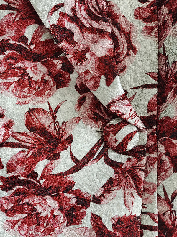 AELESEEN Runway Fashion 2 gabalu komplekts, rudens, ziemas sieviešu žakete + bikses ar uzliesmojumu, pilna garuma bikses, sarkans ziedu biroja sieviešu uzvalks