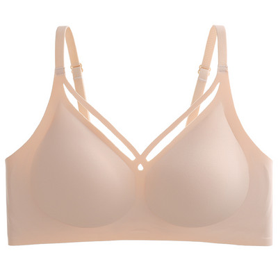 Jäljetu poolfikseeritud tassiga naiste aluspesu õhuke tarretis, pehme tugi, kukkumisvastane reguleeritav ilma terasrõngata ülipehme ühevärviline rinnahoidja