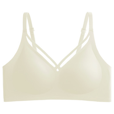 Jäljetu poolfikseeritud tassiga naiste aluspesu õhuke tarretis, pehme tugi, kukkumisvastane reguleeritav ilma terasrõngata ülipehme ühevärviline rinnahoidja