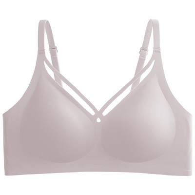 Jäljetu poolfikseeritud tassiga naiste aluspesu õhuke tarretis, pehme tugi, kukkumisvastane reguleeritav ilma terasrõngata ülipehme ühevärviline rinnahoidja