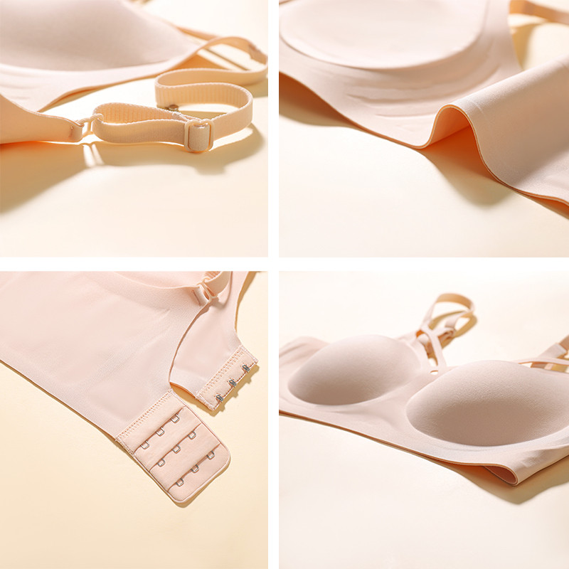 Jäljetu poolfikseeritud tassiga naiste aluspesu õhuke tarretis, pehme tugi, kukkumisvastane reguleeritav ilma terasrõngata ülipehme ühevärviline rinnahoidja