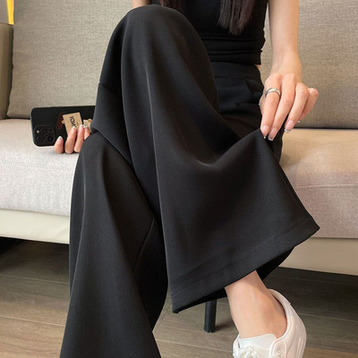 Ljetne ležerne hlače širokih nogavica 2023. Ženske korejske modne široke ravne hlače visokog struka Ženske pune hlače s čvrstim elastičnim strukom