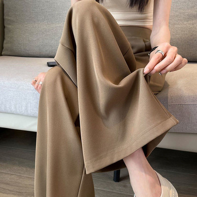 Ljetne ležerne hlače širokih nogavica 2023. Ženske korejske modne široke ravne hlače visokog struka Ženske pune hlače s čvrstim elastičnim strukom