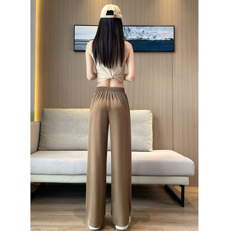 Ljetne ležerne hlače širokih nogavica 2023. Ženske korejske modne široke ravne hlače visokog struka Ženske pune hlače s čvrstim elastičnim strukom