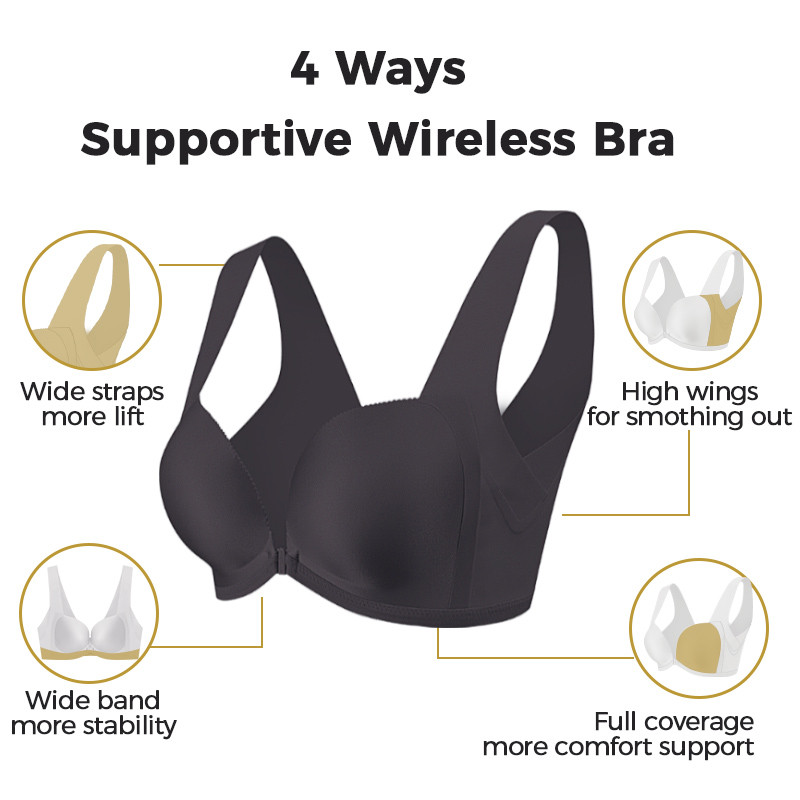 PAERLAN elülső csatos, drótozatlan push-up alsónemű, állítható női melltartó, megereszkedett melltartó