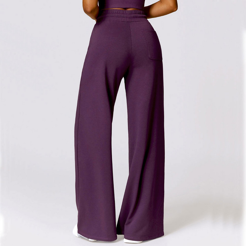 Jogas bikses sievietēm, brīvas, taisnas ikdienas bikses ar augstu vidukli un piesietām potītēm Sporta bikses sporta zāle, skriešanas atspiešanās sporta apģērbs