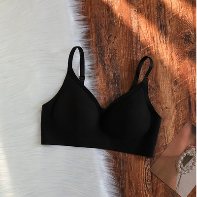 Ultratanko žensko ljetno donje rublje Gathering Ice Silk Jelly Gel Polufiksna košarica Meka potpora Bez čeličnog prstena Sportski grudnjak bez tragova