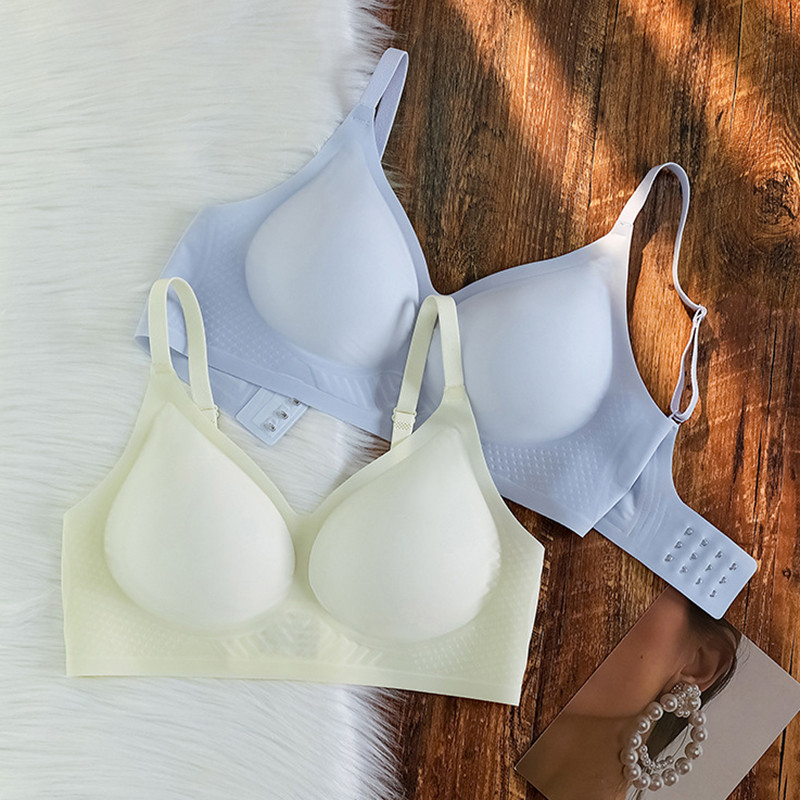 Ultratanko žensko ljetno donje rublje Gathering Ice Silk Jelly Gel Polufiksna košarica Meka potpora Bez čeličnog prstena Sportski grudnjak bez tragova