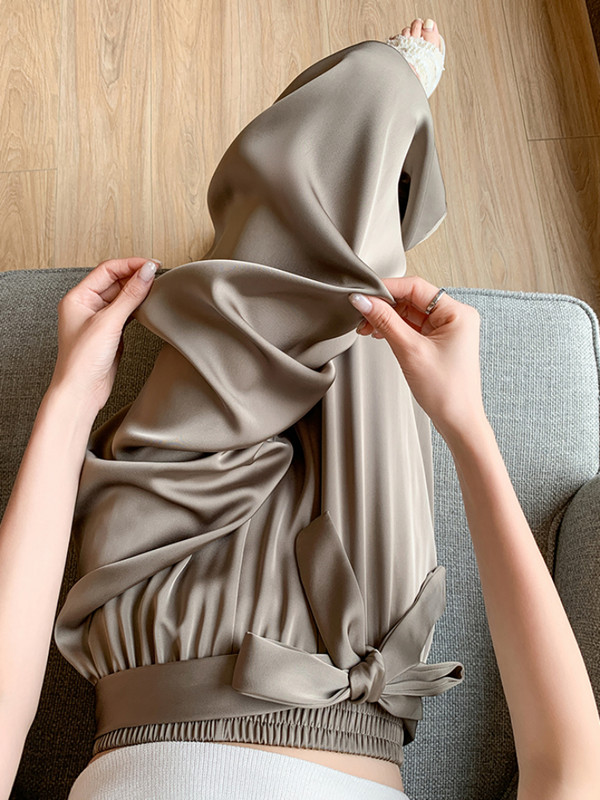 Ljetne hlače širokih nogavica za žene Visoki struk Satenske svilene ravne hlače Pune korejske elegantne široke ležerne ženske hlače