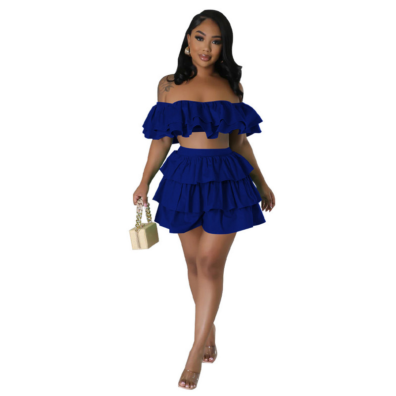 CM.YAYA divatos női szett pillangós ujjú Crop felső és köpeny, fodros szoknya szett 2023 nyári két 2 részes készlet ruhák tréningruha