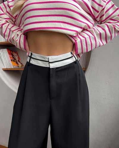 2023 Egyszínű divat, bő, magas derekú alkalmi öltöny melegítőnadrág Utcai ruházat Kocogó nadrág Női Ruházat Tehernadrág Női