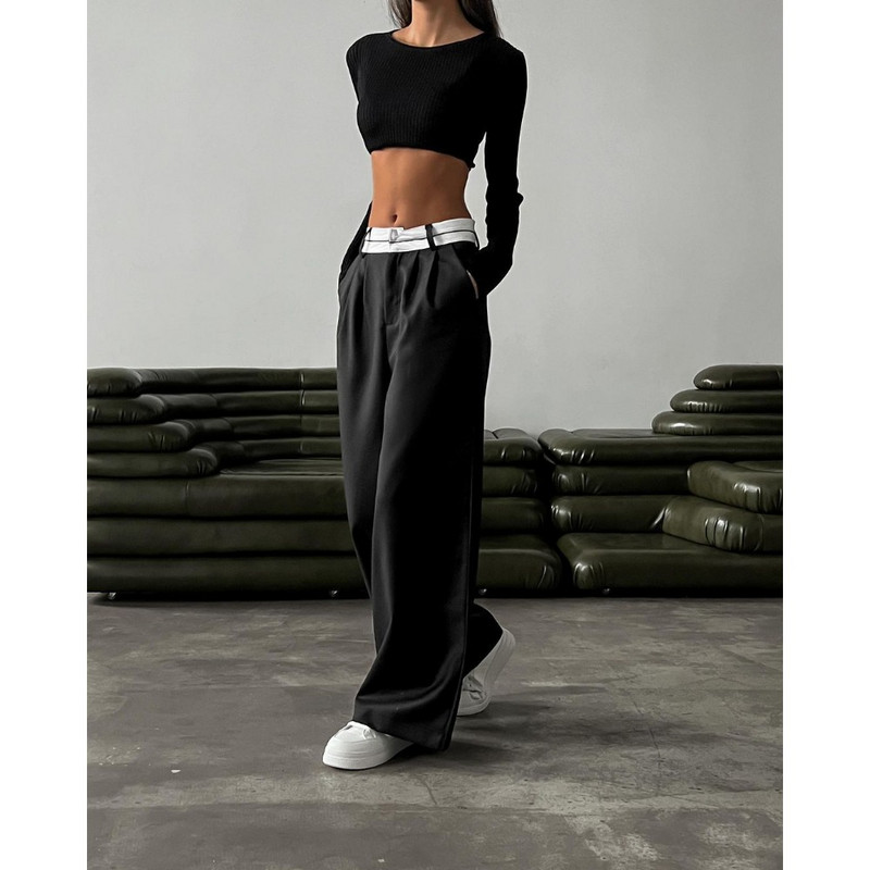 2023 Egyszínű divat, bő, magas derekú alkalmi öltöny melegítőnadrág Utcai ruházat Kocogó nadrág Női Ruházat Tehernadrág Női