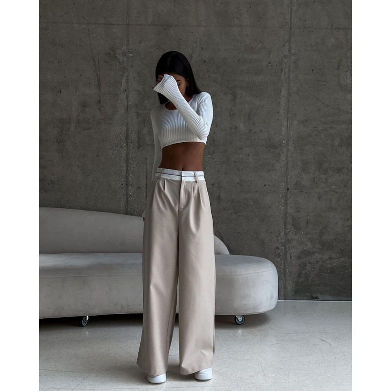 2023 Egyszínű divat, bő, magas derekú alkalmi öltöny melegítőnadrág Utcai ruházat Kocogó nadrág Női Ruházat Tehernadrág Női