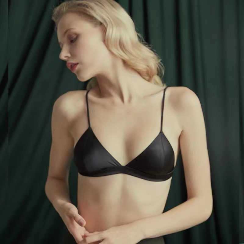 Sieviešu seksīgi krūšturi 88% dabīgs zīds, 12% spandekss bez stieplēm, plānas polsterētas ikdienas bralette balta melna rozā 2022. gada jauna apakšveļa