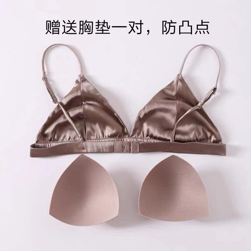 Sieviešu seksīgi krūšturi 88% dabīgs zīds, 12% spandekss bez stieplēm, plānas polsterētas ikdienas bralette balta melna rozā 2022. gada jauna apakšveļa