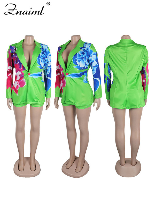 Znaiml Elegant Office Lady Blazer egygombos dzseki kabát és rövidnadrág, két darab 2 részes női szett Divatos klasszikus, mintával illő öltönyök