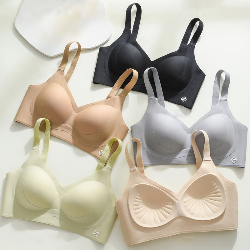 Nyomtalan női fehérnemű összegyűjtött kiegészítő melltartók, megakadályozzák a megereszkedést, nem acél gyűrűk, egyszínű fix kupa melltartó