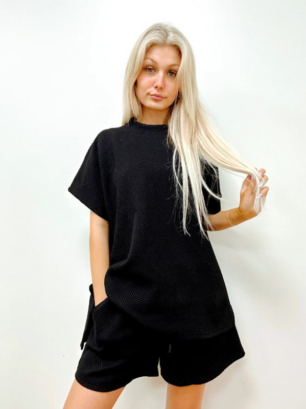 Vintage naiste täispuuvillased lühikesed komplektid vabaaja lühikeste varrukatega T-särk avara kõrge vöökohaga lühikeste pükste komplektid naistele 2-osaline spordiülikond