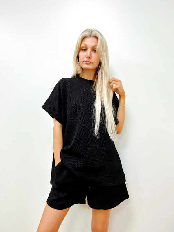 Vintage naiste täispuuvillased lühikesed komplektid vabaaja lühikeste varrukatega T-särk avara kõrge vöökohaga lühikeste pükste komplektid naistele 2-osaline spordiülikond