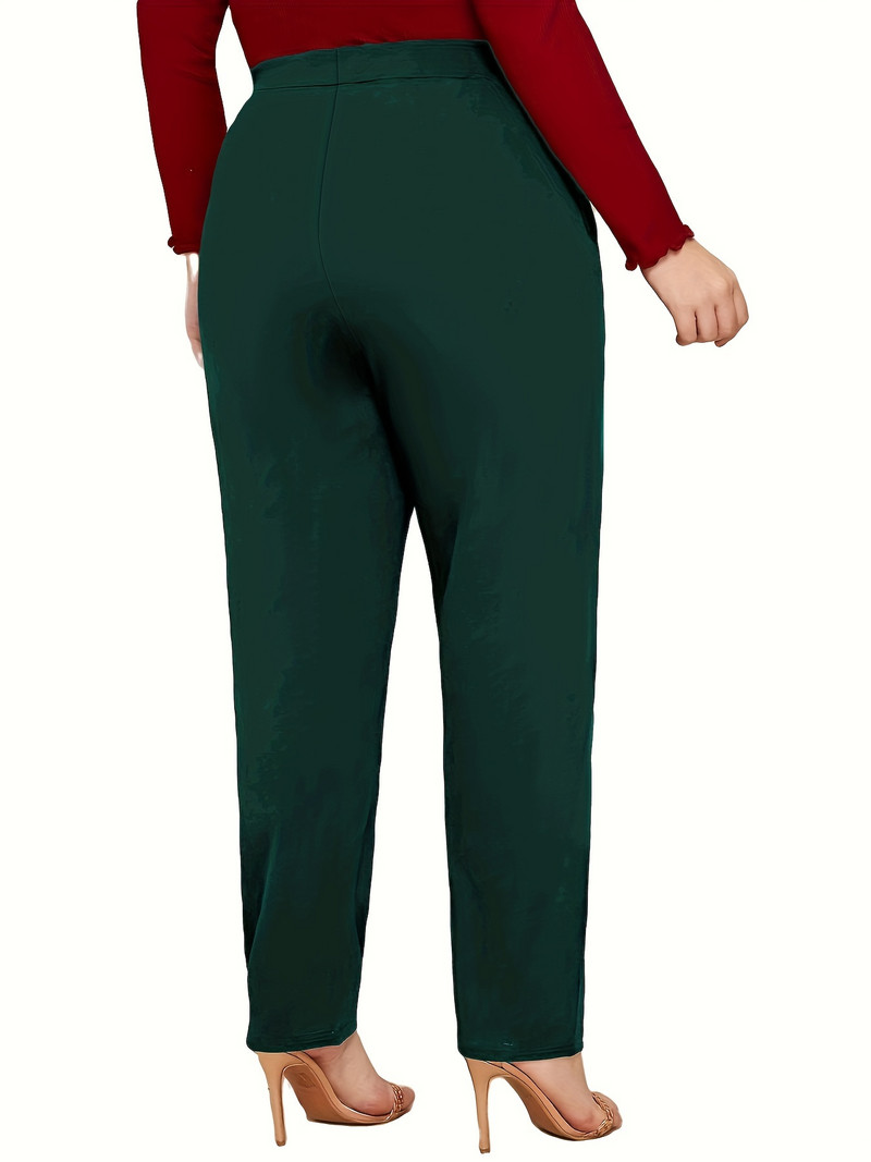 Sügisel ja talvel uued pluss suuruses Briti stiilis naiste kõrge vöökohaga moodsad sirge disainiga ühevärvilised püksid